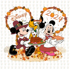 Disney Thanksgiving 2025 DTF Transfer – Ready to Press – Mickey & Minnie Fall Feast Design