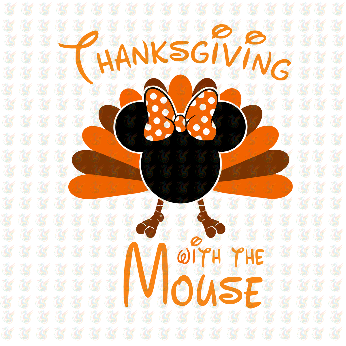 Thanksgiving with the Mouse DTF Transfer – Ready to Press – Minnie Turkey Design