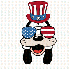 Patriotic Goofy DTF Transfer – USA Glasses & Hat – Ready to Press
