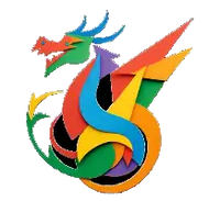 Colorful dragon plush toy with vibrant scales and flowing tail design.