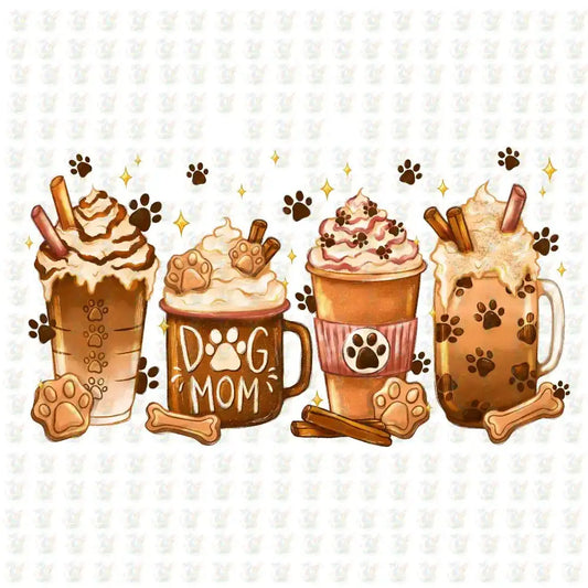 Dog Mom Coffee Vibes – Paw Print Latte DTF Transfer – Ready to Press - House Of DTF Shirt