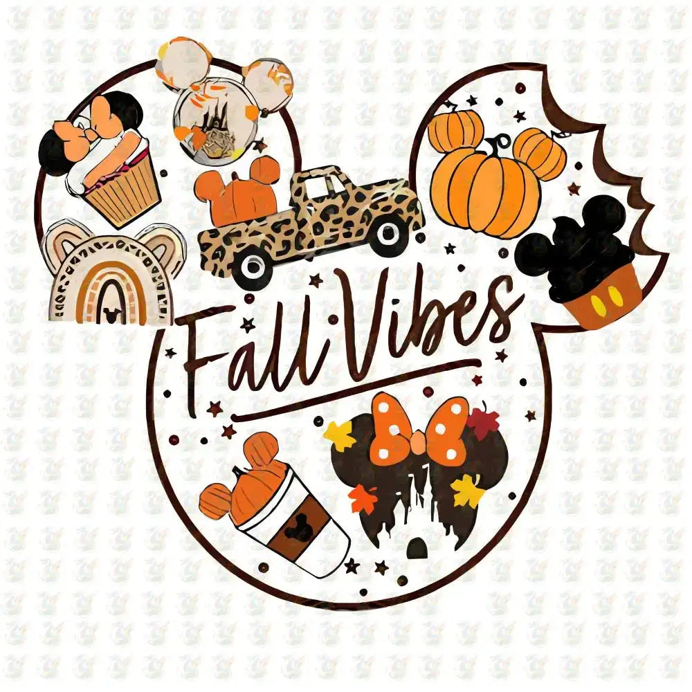 Fall Vibes Disney DTF Transfer – Ready to Press – Autumn Mouse Treats & Leopard Truck - House Of DTF Shirt