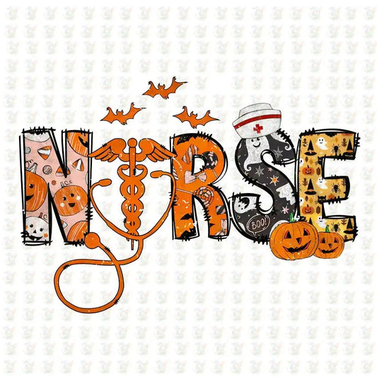 Halloween Nurse DTF Transfer – Spooky Fall Medical Design – Ready to Press - House Of DTF Shirt