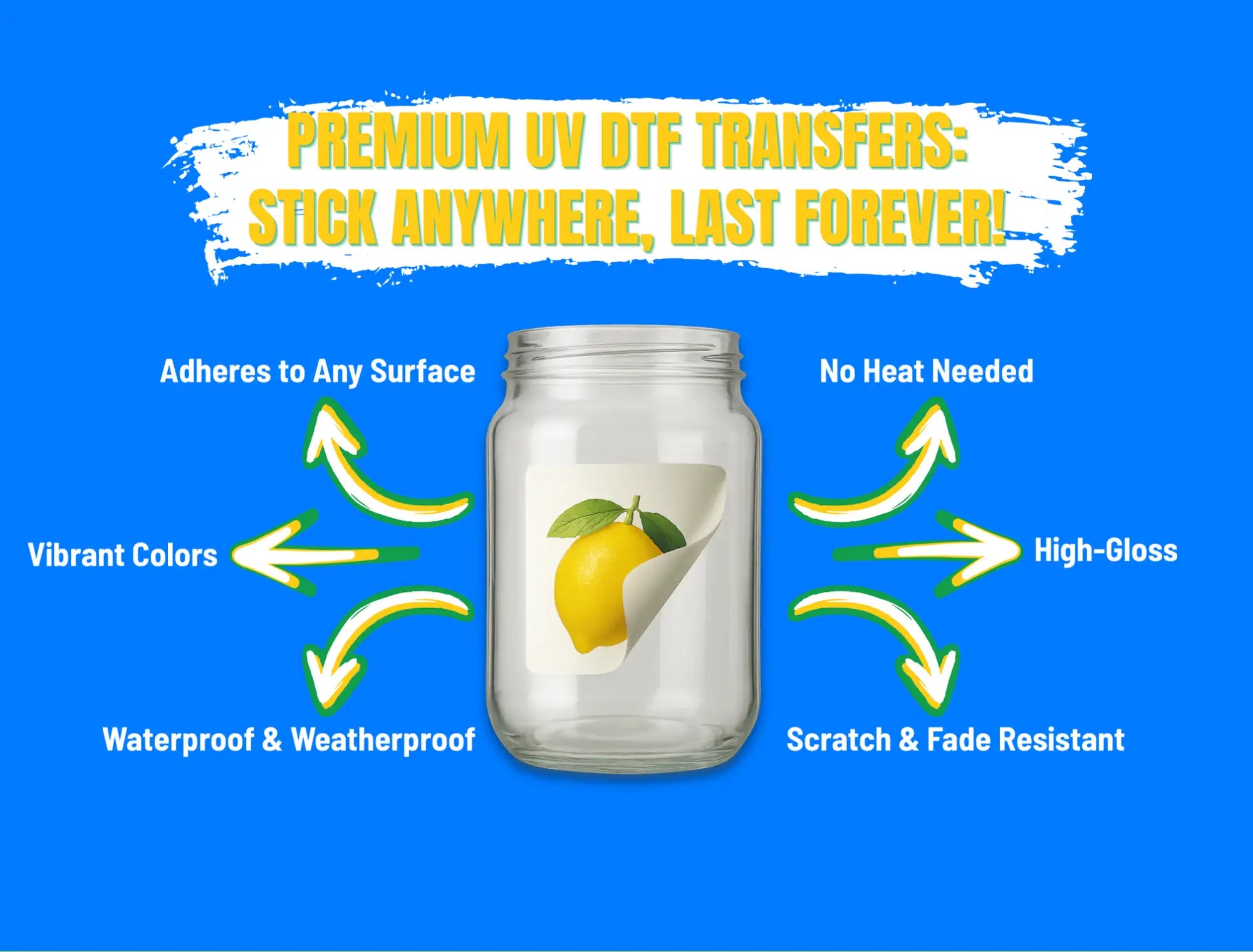 Lemon-themed jar with vibrant yellow and green design, glossy finish.