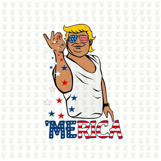 MERICA DTF Transfer – Funny Patriotic 4th of July Ready to Press - House Of DTF Shirt