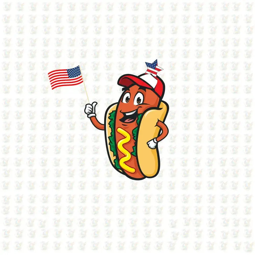 Patriotic Hot Dog DTF Transfer – Funny 4th of July BBQ Design - Ready to Press - House Of DTF Shirt