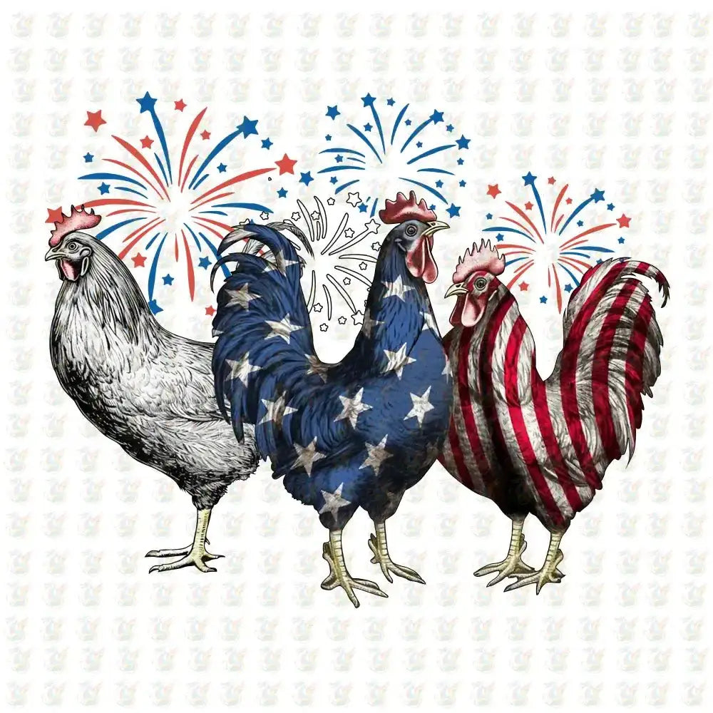 Patriotic Rooster DTF Transfer – 4th of July Farm Design – Ready to Press - House Of DTF Shirt