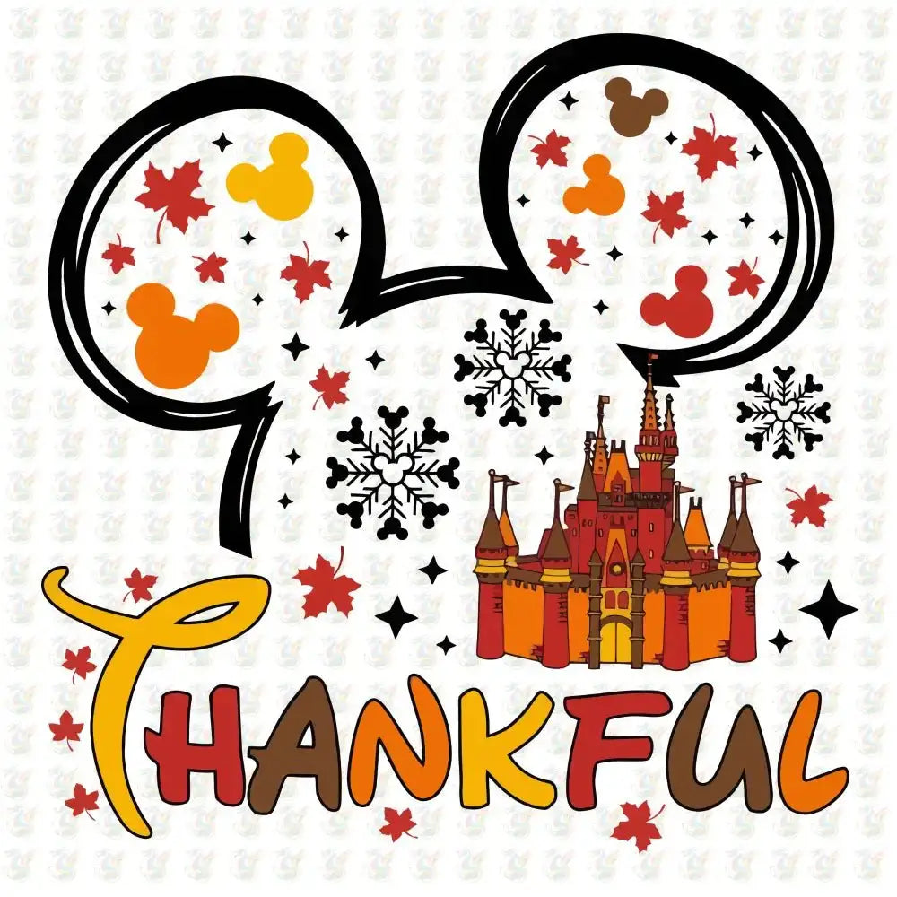 Thankful Disney Castle DTF Transfer – Ready to Press – Fall Mickey Thanksgiving Design - House Of DTF Shirt
