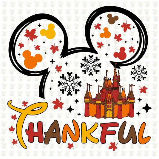 Thankful Disney Castle DTF Transfer – Ready to Press – Fall Mickey Thanksgiving Design - House Of DTF Shirt