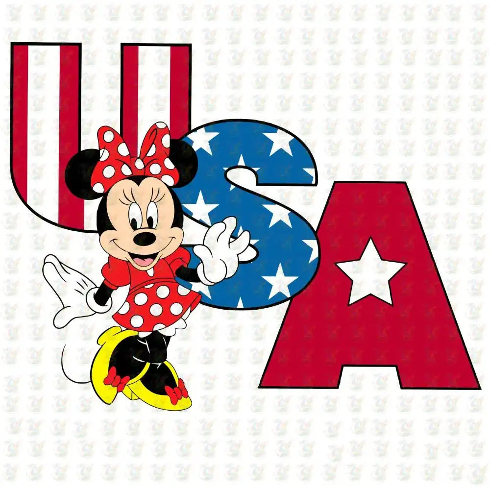 USA Minnie DTF Transfer – Patriotic Stars & Stripes – Ready to Press - House Of DTF Shirt