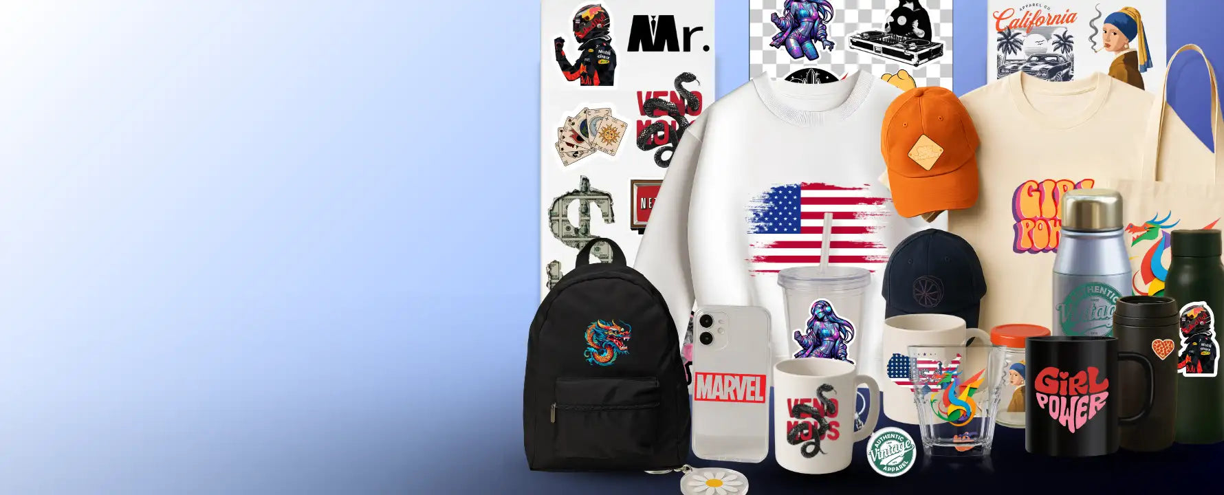 White american flag sweatshirt with black and red accents, made of cotton.