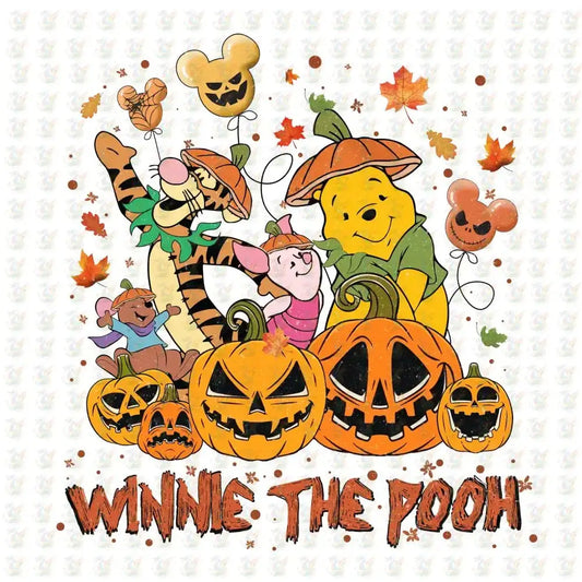 Winnie the Pooh Halloween DTF Transfer – Ready to Press – Pumpkin Patch Fall Design - House Of DTF Shirt