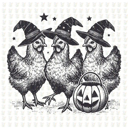 Witchy Chicken Halloween DTF Transfer – Farm Spooky Design – Ready to Press - House Of DTF Shirt